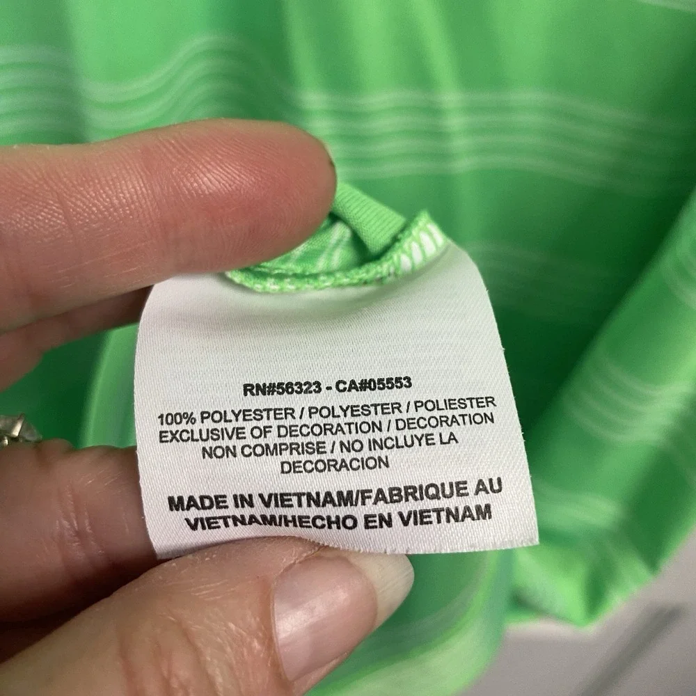 Nike Golf Tour‎ Performance Fri-fit Polo Men's XL Green&White Striped Shirt EUC